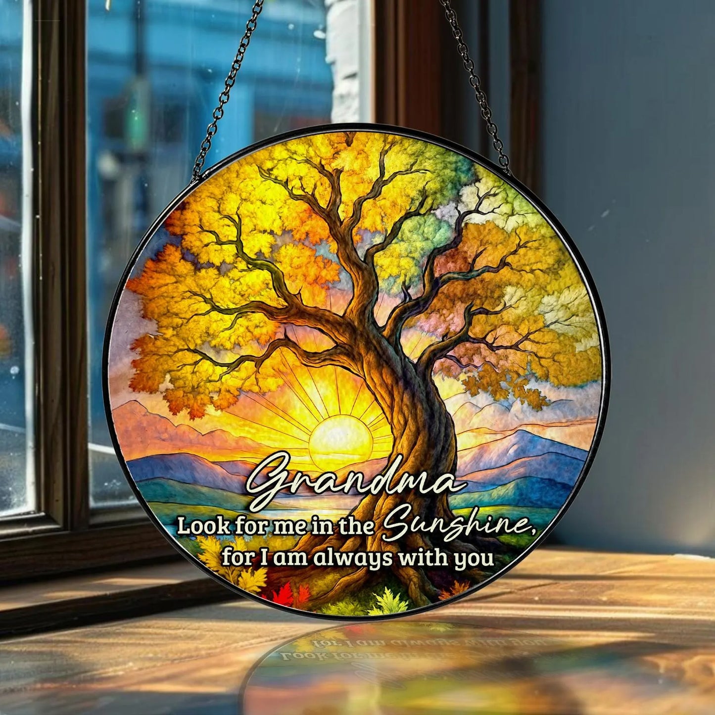 Netecom Personalized Memorial Stained Glass Suncatcher – Sympathy Gift for Loss of Dad, Father in Heaven, Memorial Tribute, Custom Lightcatcher