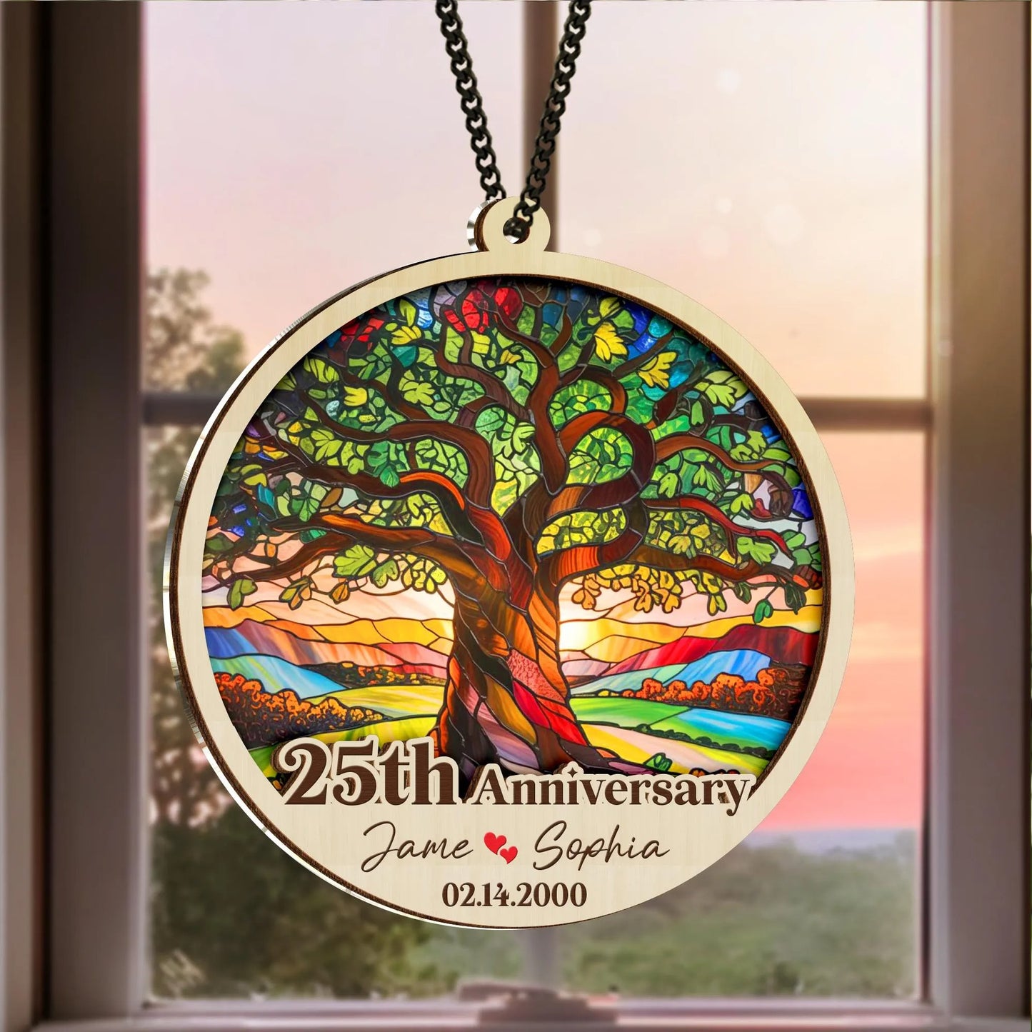 Netecom 50th Anniversary Suncatcher – Personalized Golden Wedding Gift, Custom Couple Keepsake, Wedding Anniversary Decoration, Grandparents Anniversary Gift