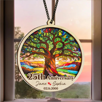 Netecom 50th Anniversary Suncatcher – Personalized Golden Wedding Gift, Custom Couple Keepsake, Wedding Anniversary Decoration, Grandparents Anniversary Gift