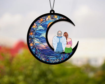 Netecom Memorial Suncatcher – Personalized Family Keepsake, Loss of Dad Mom Sympathy Gift, Custom Remembrance