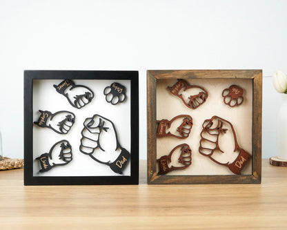 Netecom Personalized Fist Bump Dad Frame Custom Kids Names Sign Father’s Day Birthday Gift for Dad Grandpa Wooden Family Keepsake