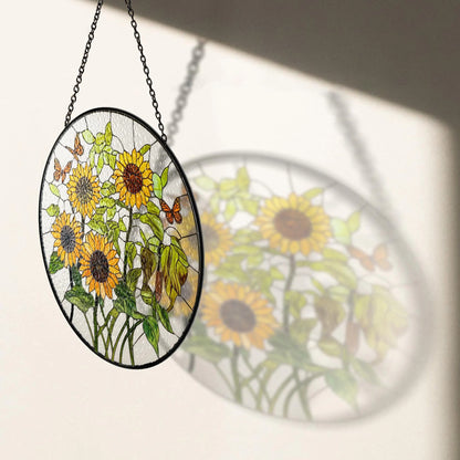 Netecom Monarch Butterfly Stained Glass Suncatcher – Butterfly Window Hanging, Sun Room Decor, Moth Lover Gift, Flower Sun Catcher for Home Decoration