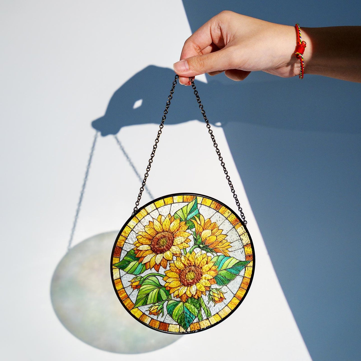 Netecom Sunflower Stained Glass Suncatcher – Window Hanging, Sunflower Ornament, Nature-Inspired Gift for Mother’s Day and Home Decor