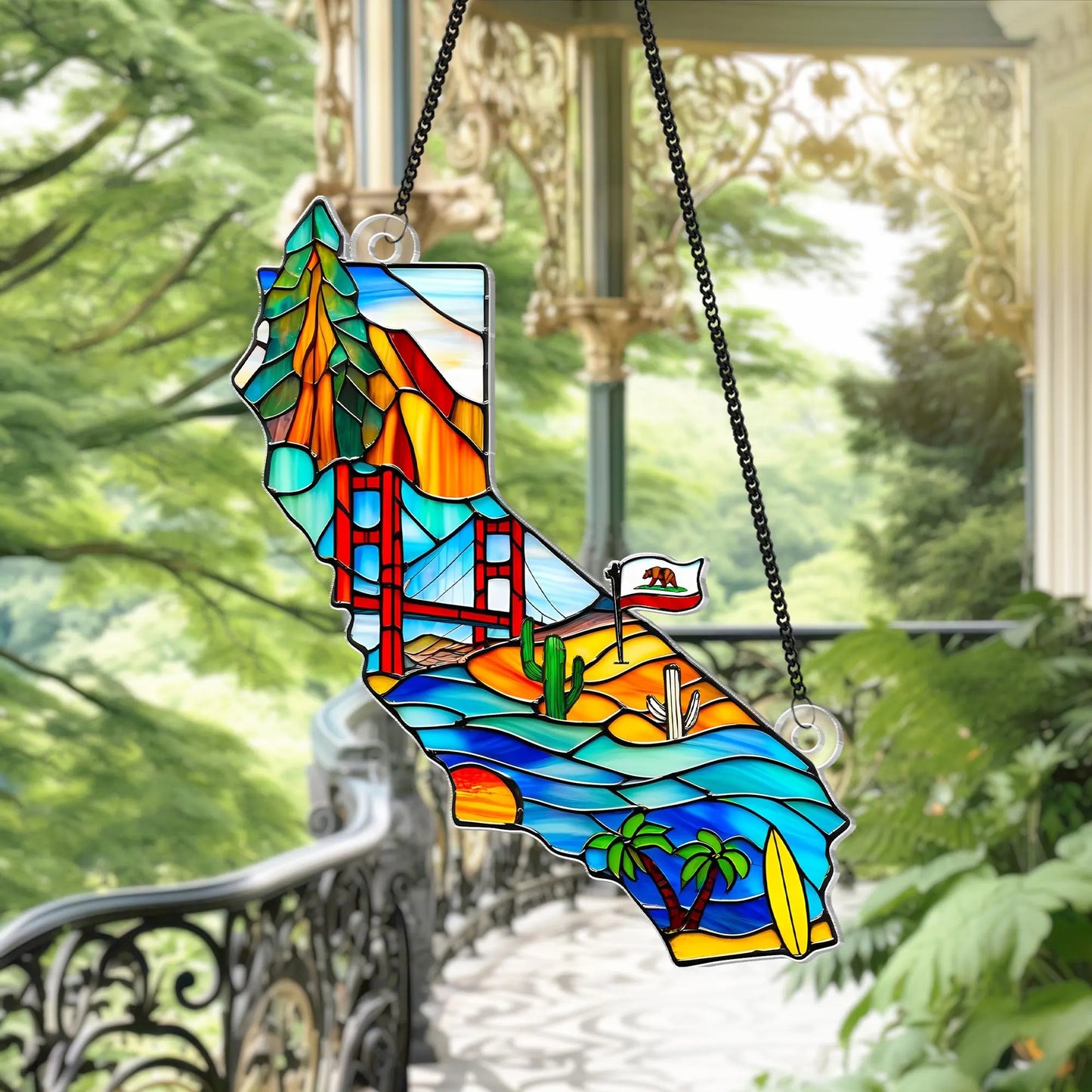 Netecom California Country Map Acrylic Suncatcher – California Travel Window Hanging, Souvenir Lover Gift, California Home Decor, Travel Gift for Nature Lovers