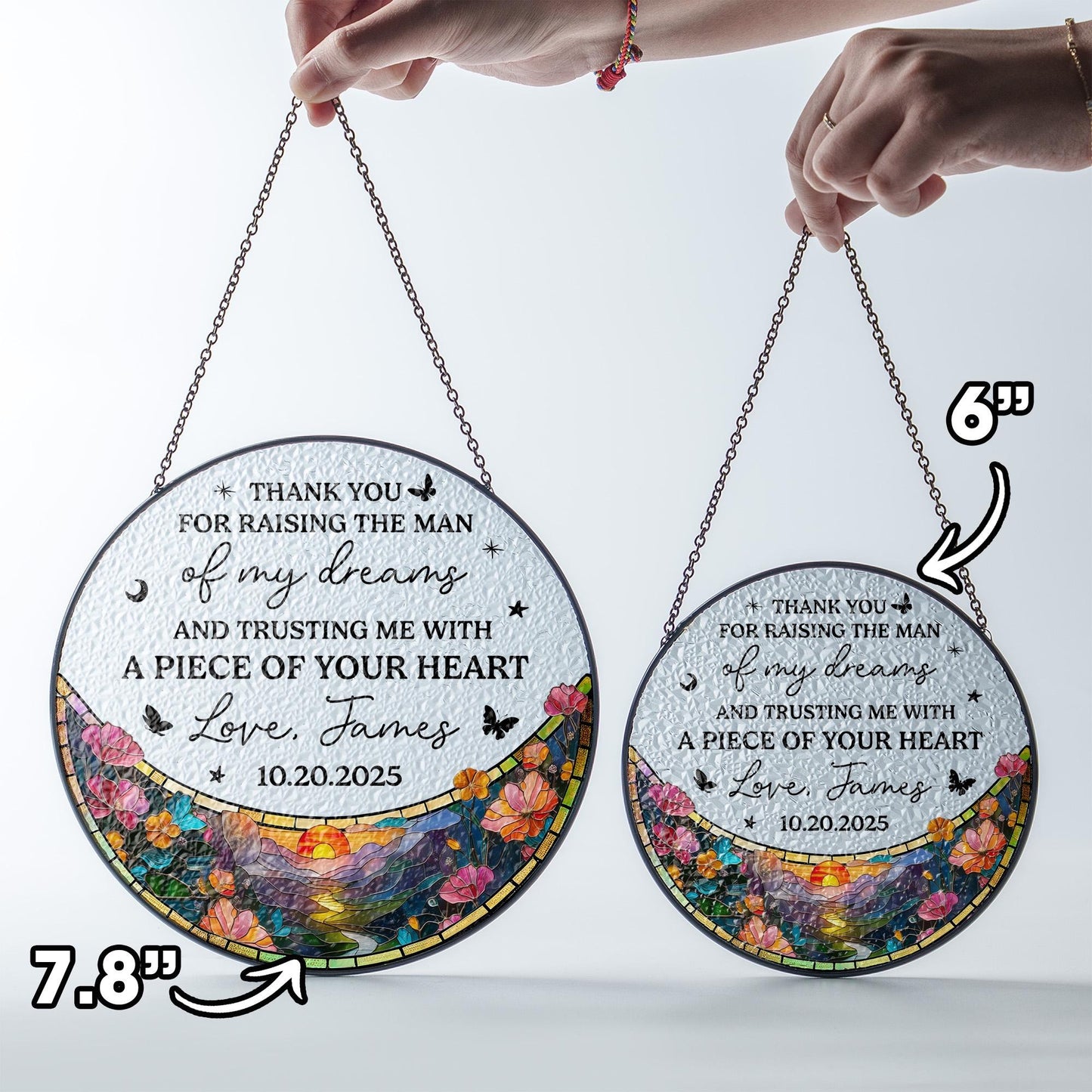 Netecom Personalized Mother-in-law Stained Glass Suncatcher – Wedding Gift from Bride, Thank You for Raising the Man, Wedding Keepsake