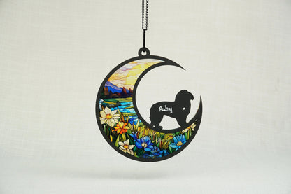 Netecom Personalized Maltese Memorial Suncatcher, Sympathy Gift for Maltese Mom, Custom Dog Name Ornament, Loss of Dog, Car Hanging