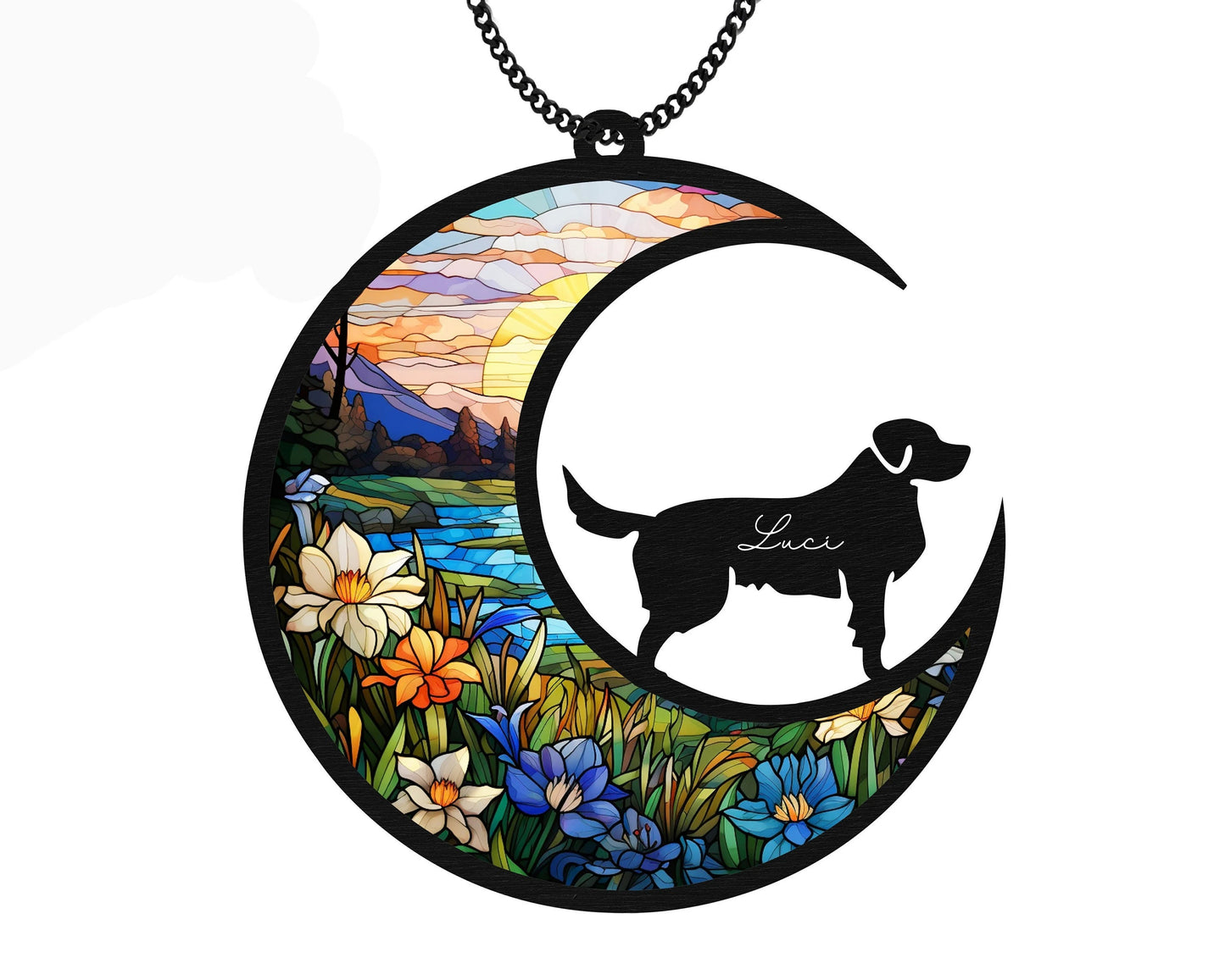 Netecom Personalized Golden Retriever Memorial Light Catcher – Pet Loss Sympathy Gift, Acrylic Stained Glass Dog Wall Hanging, Custom Pet Remembrance