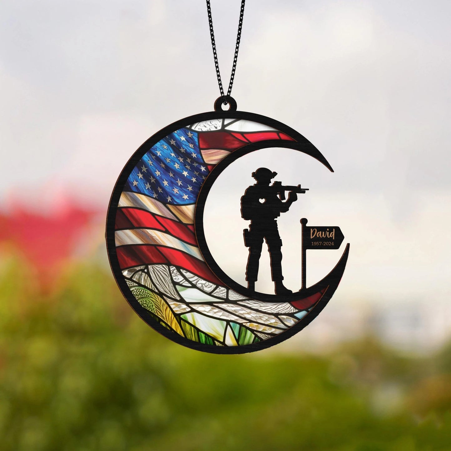 Netecom Personalized Military Memorial Suncatcher – Veteran Remembrance Gift, Loss of Dad Grandpa, Veteran’s Day Tribute
