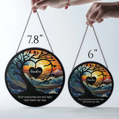 Netecom Mom Memorial Stained Glass Suncatcher – Personalized Lightcatcher, Mother in Heaven Tribute, Sympathy Gift