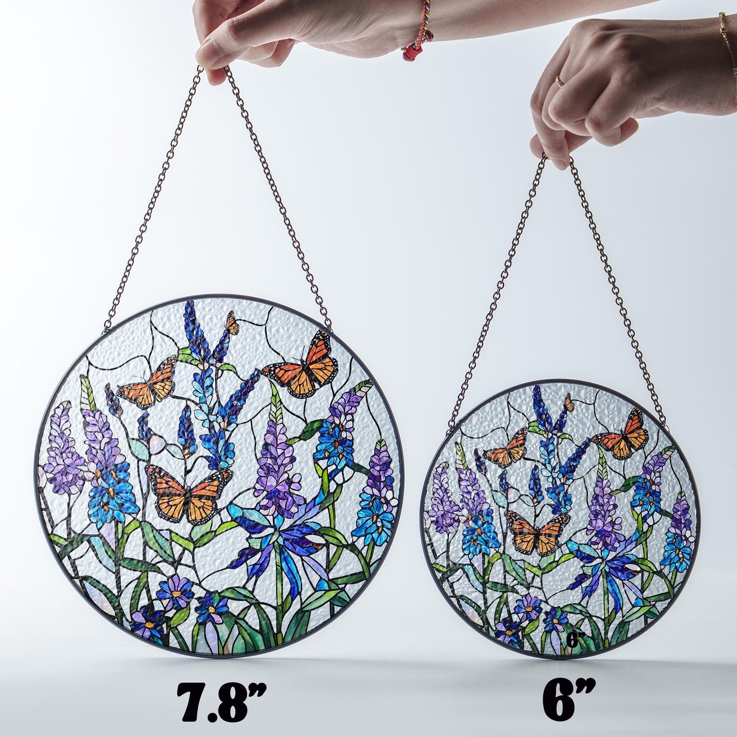 Netecom Lavender Monarch Butterfly Stained Glass Suncatcher – Window Hanging Wall Decor, Beautiful Gifts for Butterfly Lovers, Sun Catcher Butterfly