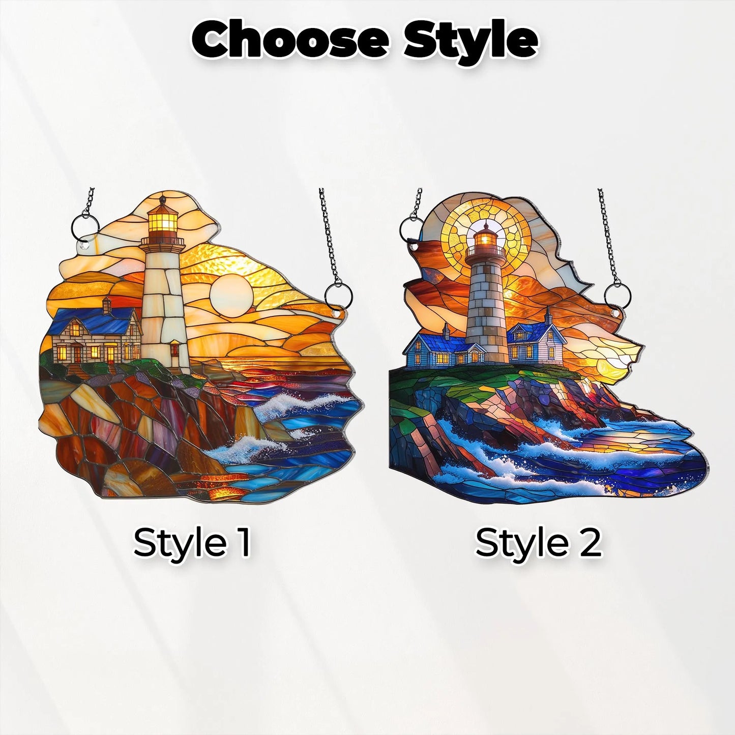 Netecom Coastal Lighthouse Acrylic Suncatcher – Sunset on the Sea, Beach Decor, Nature Lover Gift, Window Hanging for Home Car