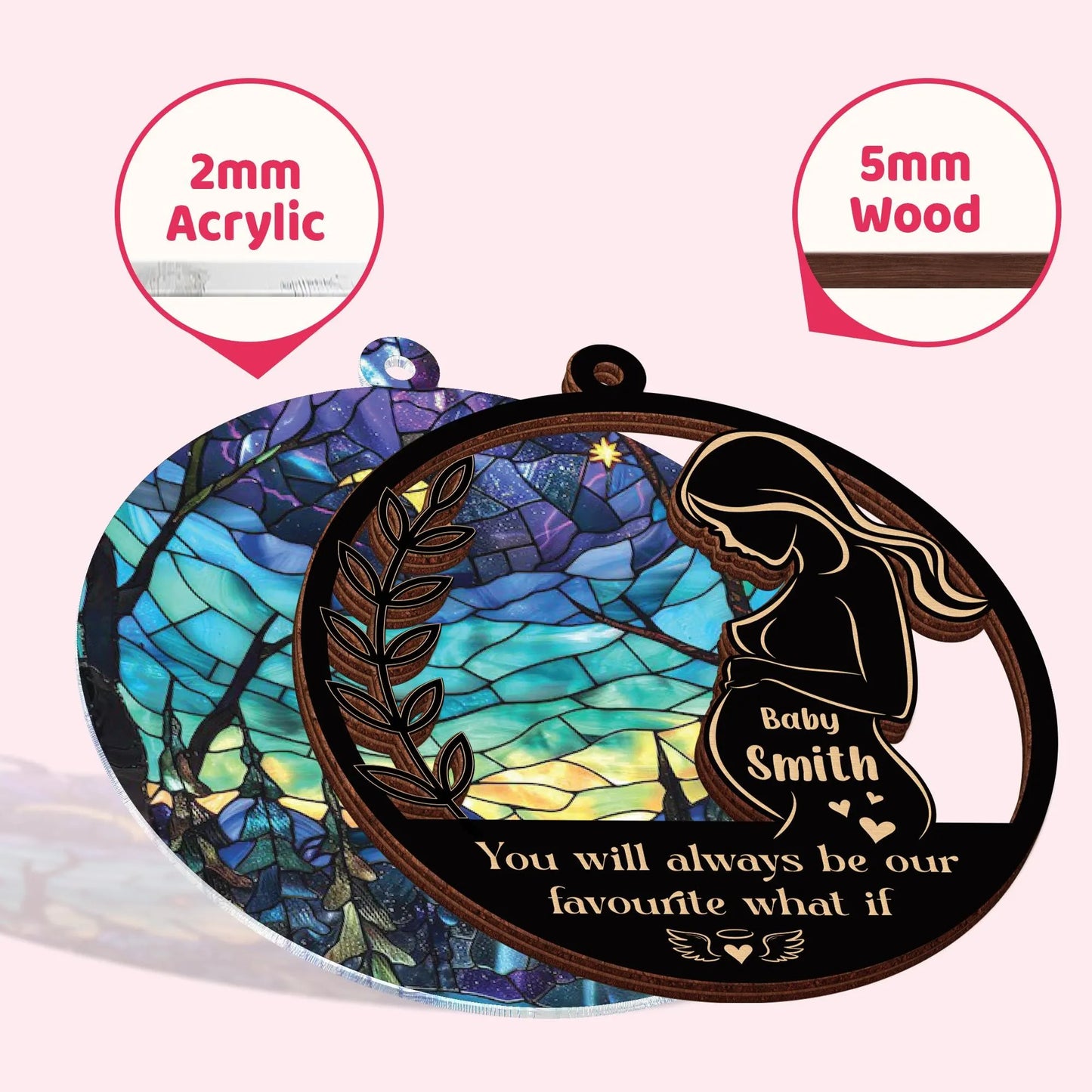 Netecom Personalized Angel Baby Memorial Suncatcher – Infant Loss Remembrance Gift, Miscarriage Tribute Ornament, Stillborn Sympathy Keepsake