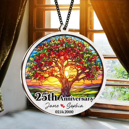 Netecom 50th Anniversary Suncatcher – Personalized Golden Wedding Gift, Custom Couple Keepsake, Wedding Anniversary Decoration, Grandparents Anniversary Gift