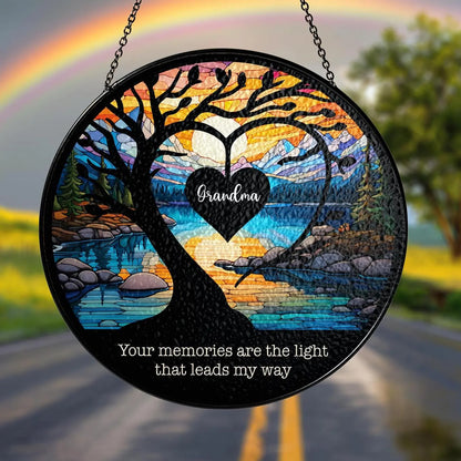 Netecom Mom Memorial Stained Glass Suncatcher – Personalized Lightcatcher, Mother in Heaven Tribute, Sympathy Gift
