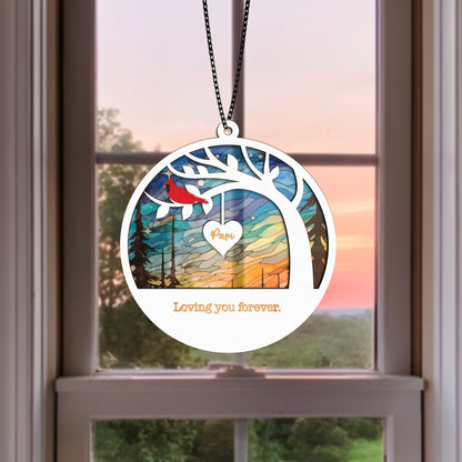 Netecom Personalized Cardinal Remembrance Suncatcher – Sympathy Gift for Loss of Dad Mom, Memorial Keepsake
