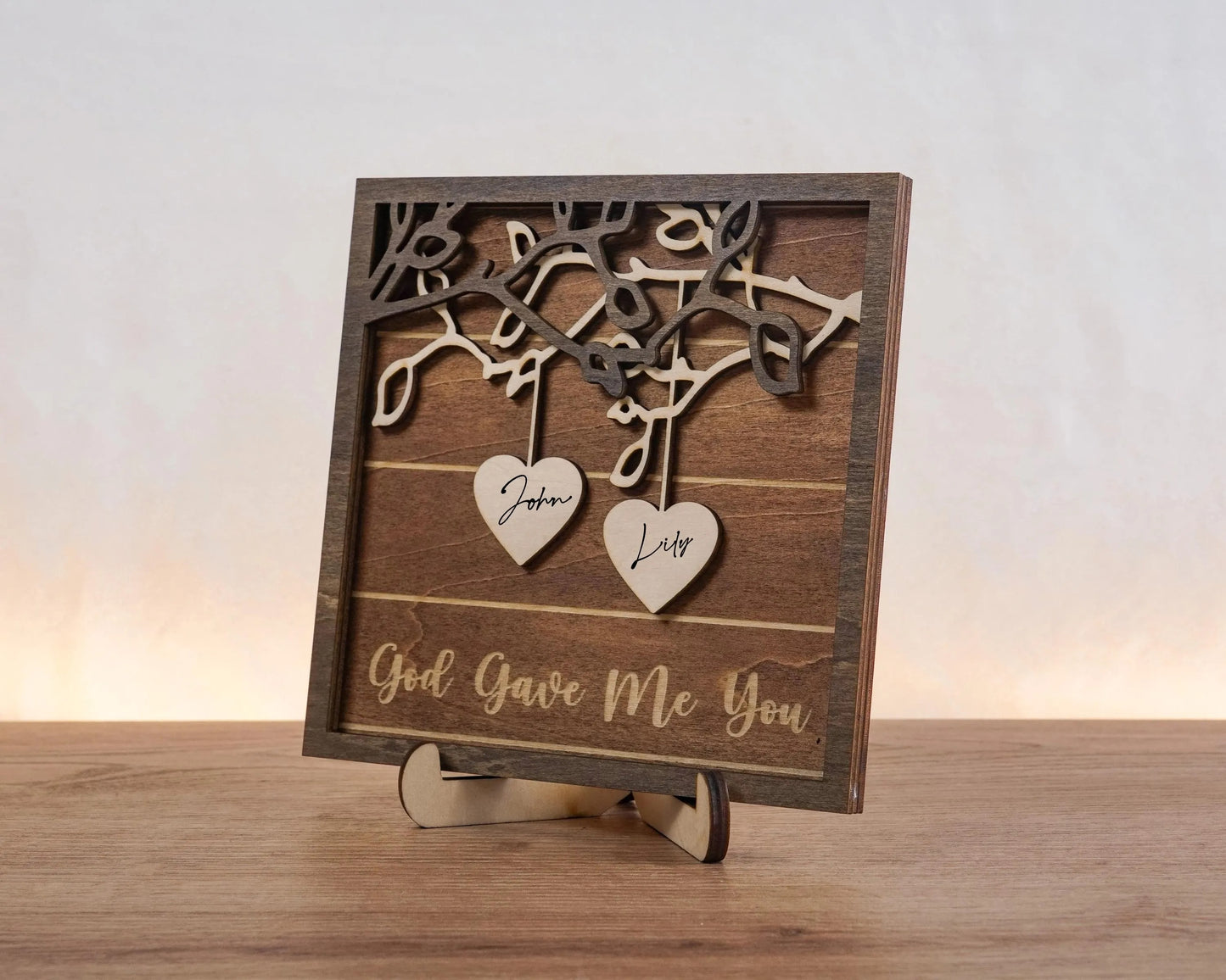 Netecom Personalized Couple Wooden Sign Custom Names Wood Frame Anniversary Wedding Gift Romantic Home Decor for Couples