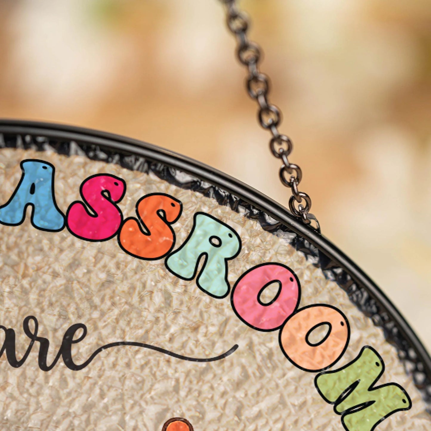 Netecom Personalized Teacher Stained Glass Suncatcher – Teacher Appreciation Gift for Back to School, Classroom Decor