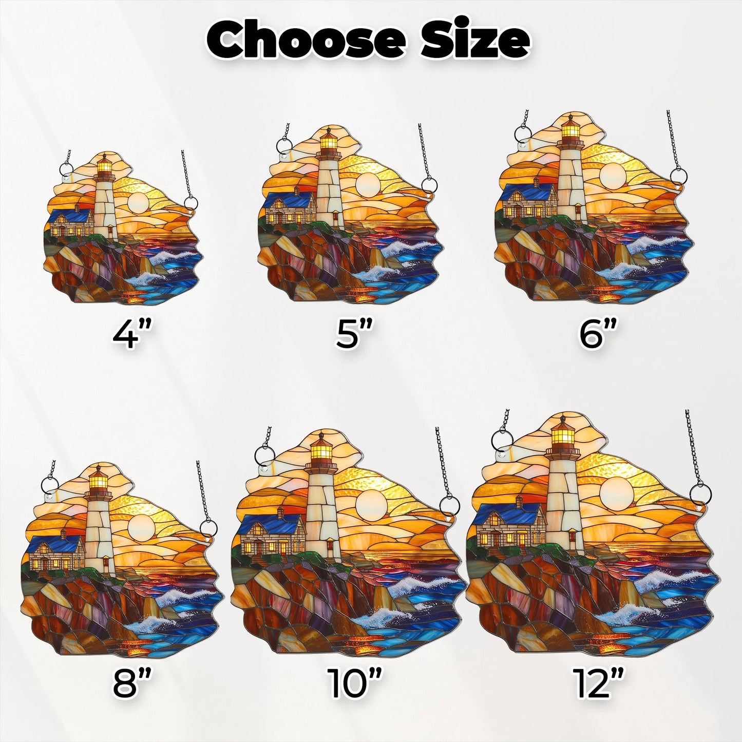 Netecom Coastal Lighthouse Acrylic Suncatcher – Sunset on the Sea, Beach Decor, Nature Lover Gift, Window Hanging for Home Car