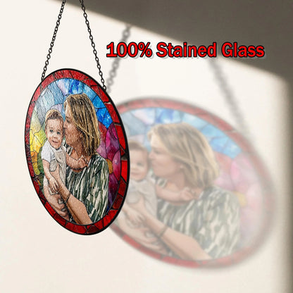 Netecom Personalized Grandpa Portrait Stained Glass Suncatcher – Custom Window Hanging, New Grandpa Gift, Father’s Day Gift for Grandpa, New Dad Gift 2025