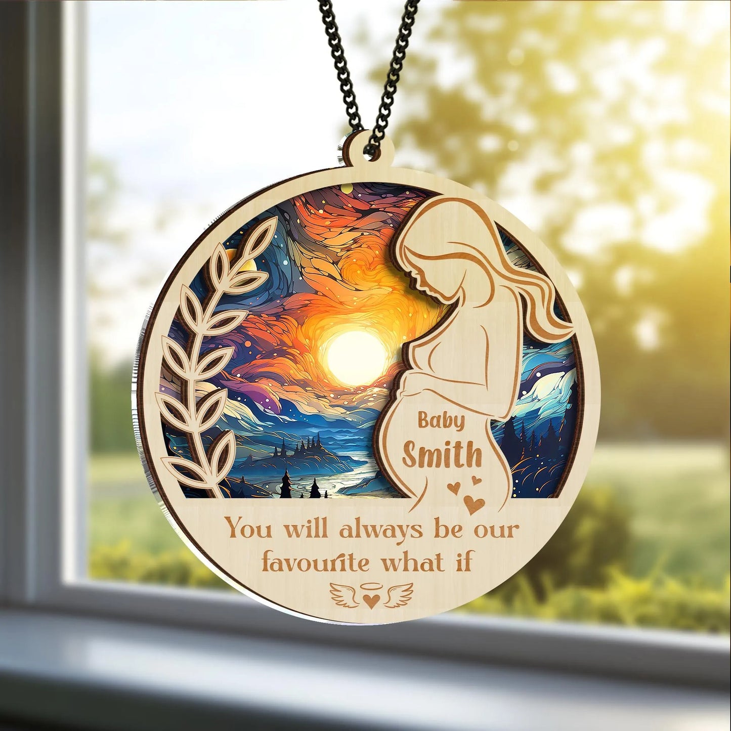 Netecom Personalized Angel Baby Memorial Suncatcher – Infant Loss Remembrance Gift, Miscarriage Tribute Ornament, Stillborn Sympathy Keepsake