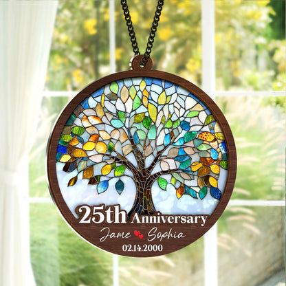 Netecom 50th Anniversary Suncatcher – Personalized Golden Wedding Gift, Custom Couple Keepsake, Wedding Anniversary Decoration, Grandparents Anniversary Gift