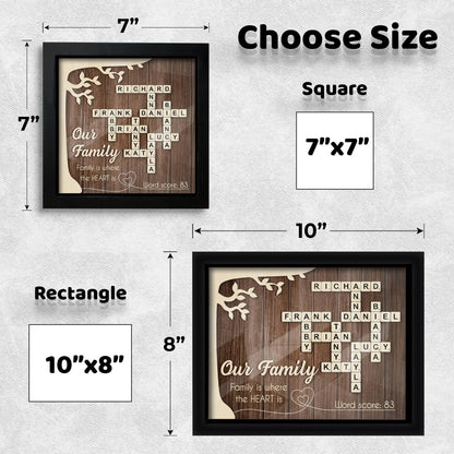 Netecom Custom Family Scrabble Puzzle Sign Personalized Family Name Frame Grandparents Keepsake Family Crossword Art Unique Family Decor