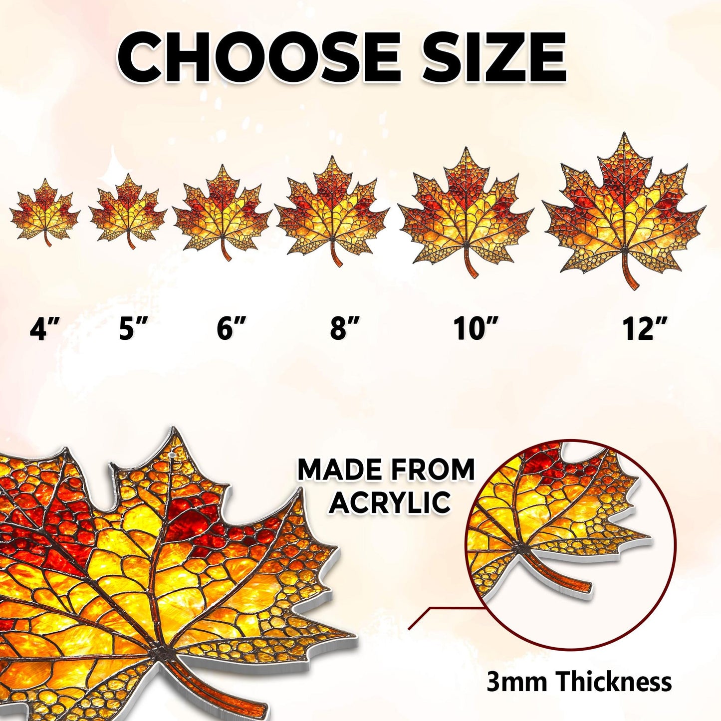 Netecom Autumn Maple Leaf Acrylic Suncatcher – Faux Stained Glass Maple Leaf Ornament for Fall, Nature Lover Gift, Autumn Window Hanging Decor