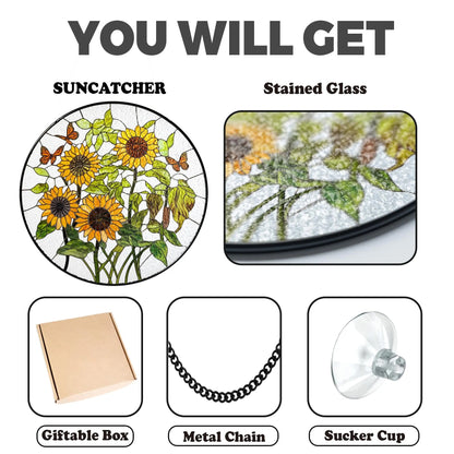 Netecom Monarch Butterfly Stained Glass Suncatcher – Butterfly Window Hanging, Sun Room Decor, Moth Lover Gift, Flower Sun Catcher for Home Decoration