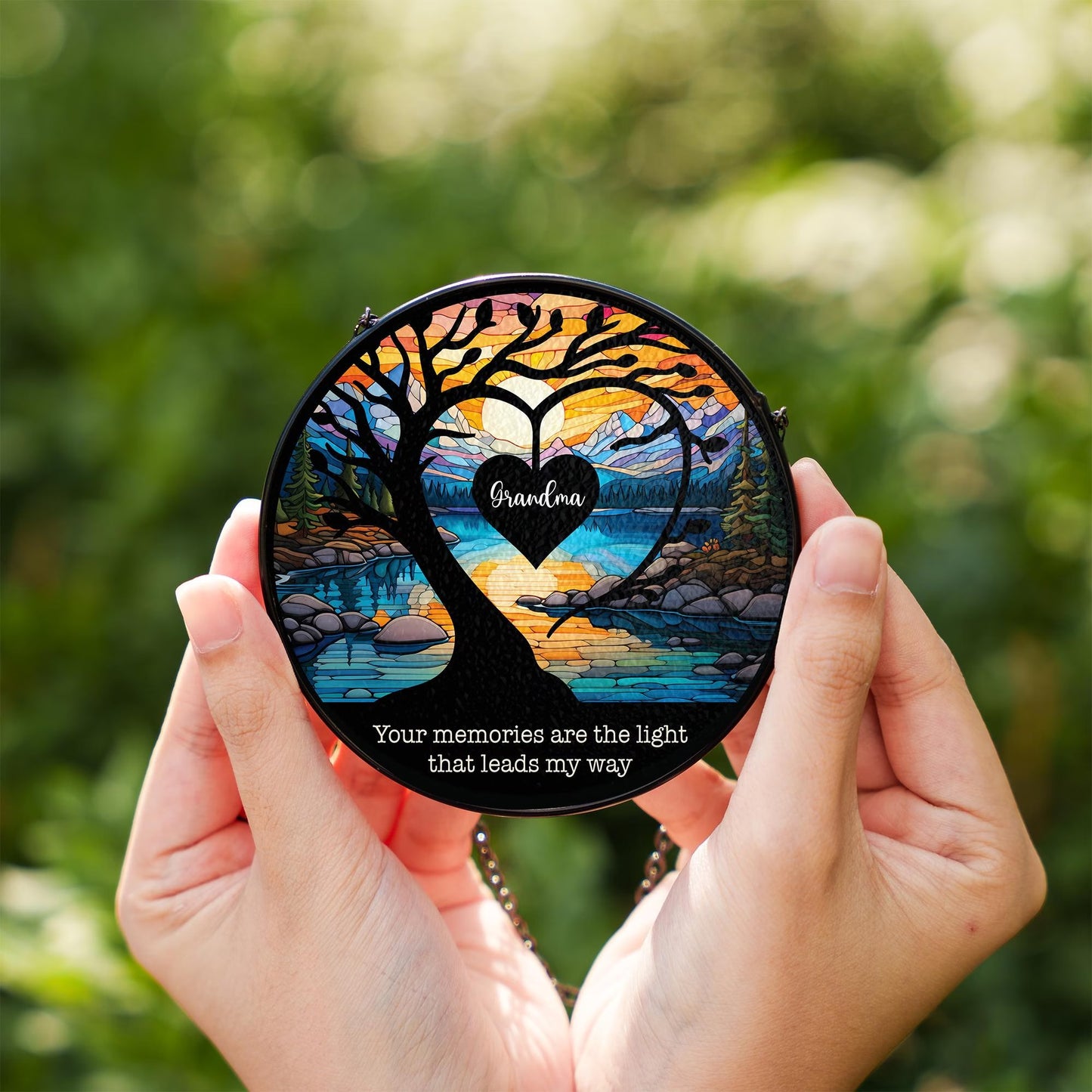 Netecom Personalized Memorial Lightcatcher – Stained Glass Window Hanging for Loss of Dad, Sympathy Gift, Father in Heaven Remembrance Suncatcher