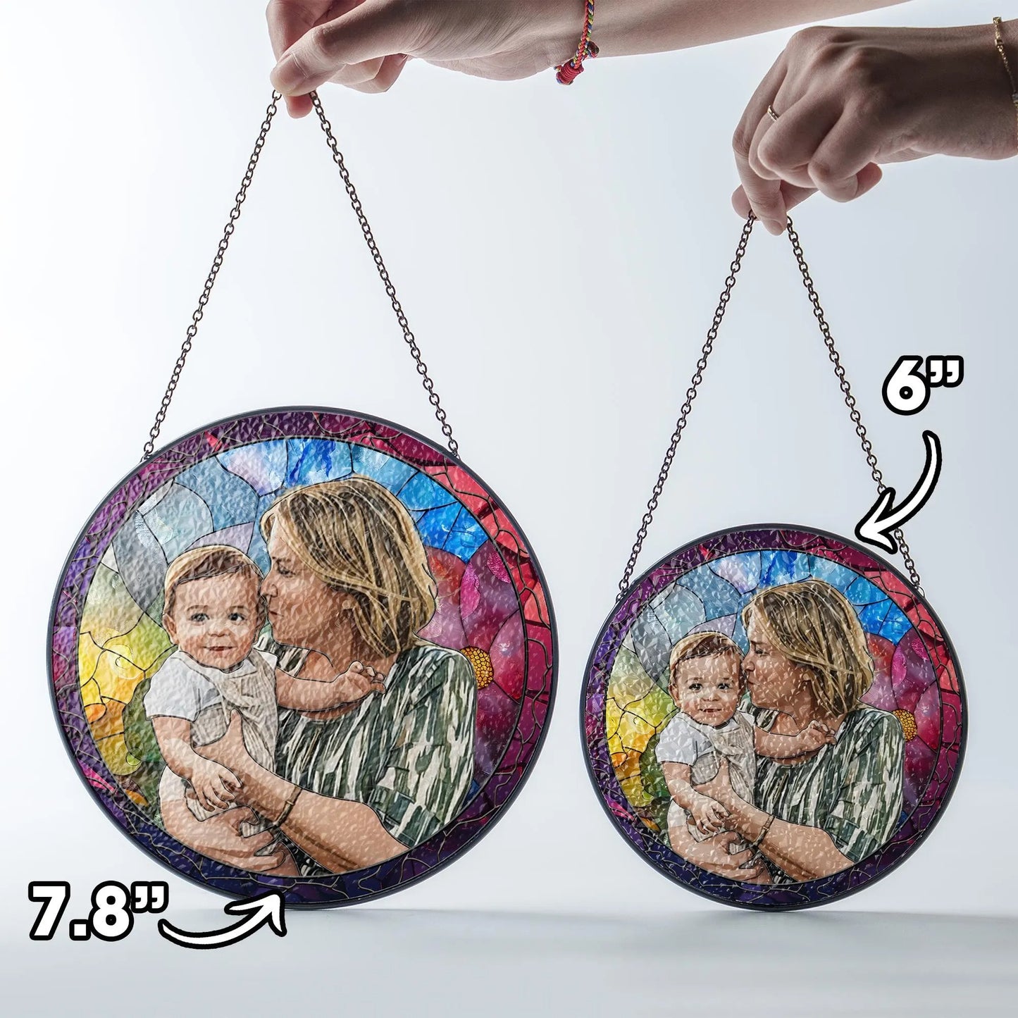Netecom Personalized Grandpa Portrait Stained Glass Suncatcher – Custom Window Hanging, New Grandpa Gift, Father’s Day Gift for Grandpa, New Dad Gift 2025