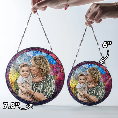 Netecom Personalized Grandpa Portrait Stained Glass Suncatcher – Custom Window Hanging, New Grandpa Gift, Father’s Day Gift for Grandpa, New Dad Gift 2025