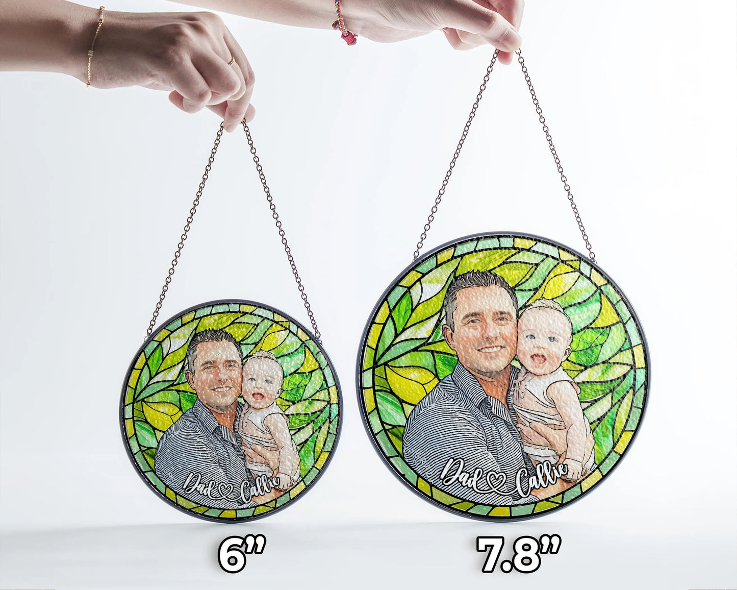 Netecom Personalized Custom Photo Portrait Stained Glass Suncatcher – Gift for Mom, Grandma's Birthday, Photo Glass Art Window Hanging