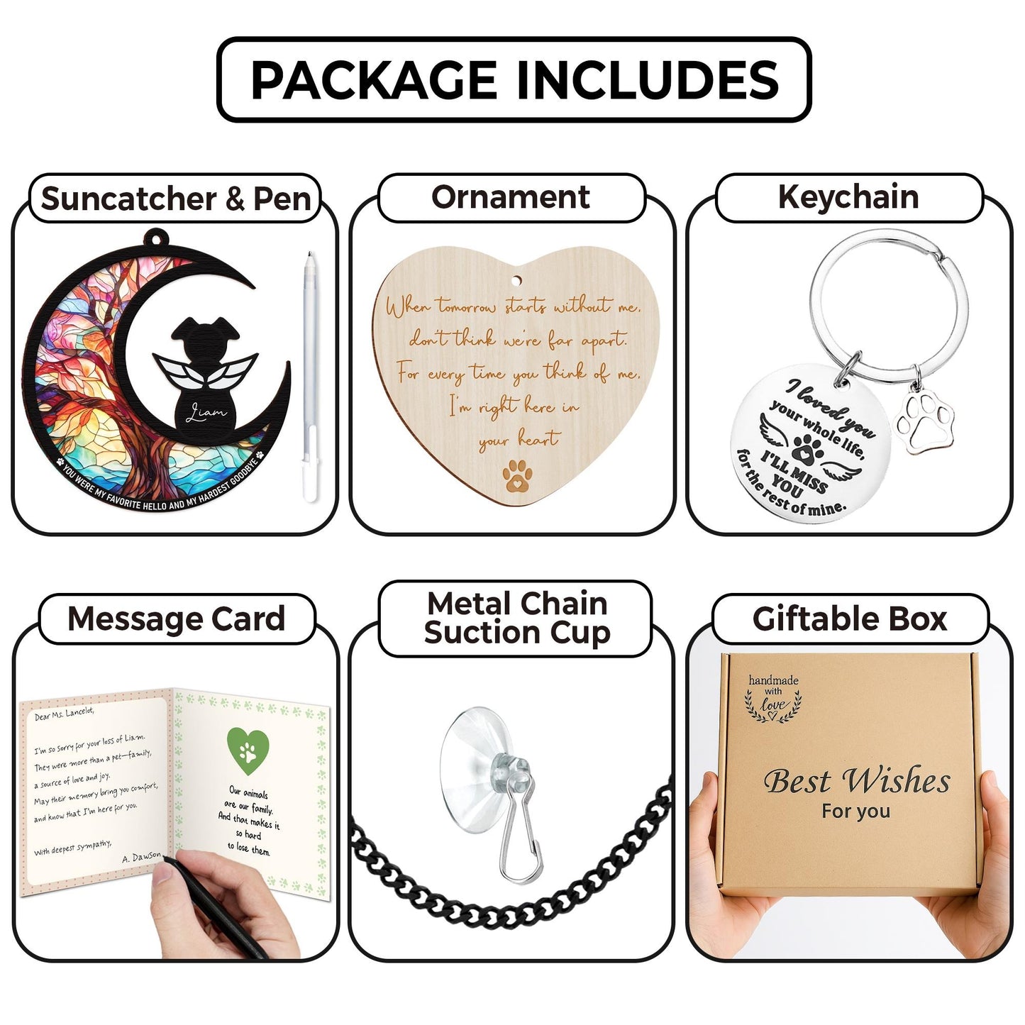 Netecom Dog Memorial Suncatcher Gift Set – Pet Loss Ornament, DIY Sympathy Card and Keychain, You Were My Favorite Hello Dog Mom Remembrance