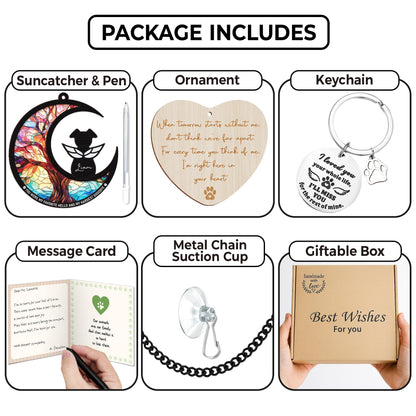 Netecom Dog Memorial Suncatcher Gift Set – Pet Loss Ornament, DIY Sympathy Card and Keychain, You Were My Favorite Hello Dog Mom Remembrance