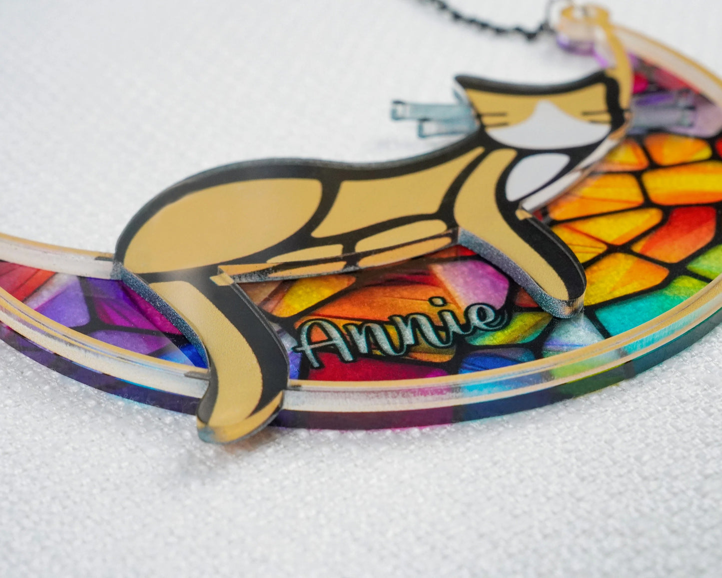 Netecom Custom Sleeping Cat Memorial Suncatcher – Personalized Pet Remembrance Gift for Cat Lovers, Cat Loss Tribute, Pet Memorial, Dog Lover Keepsake