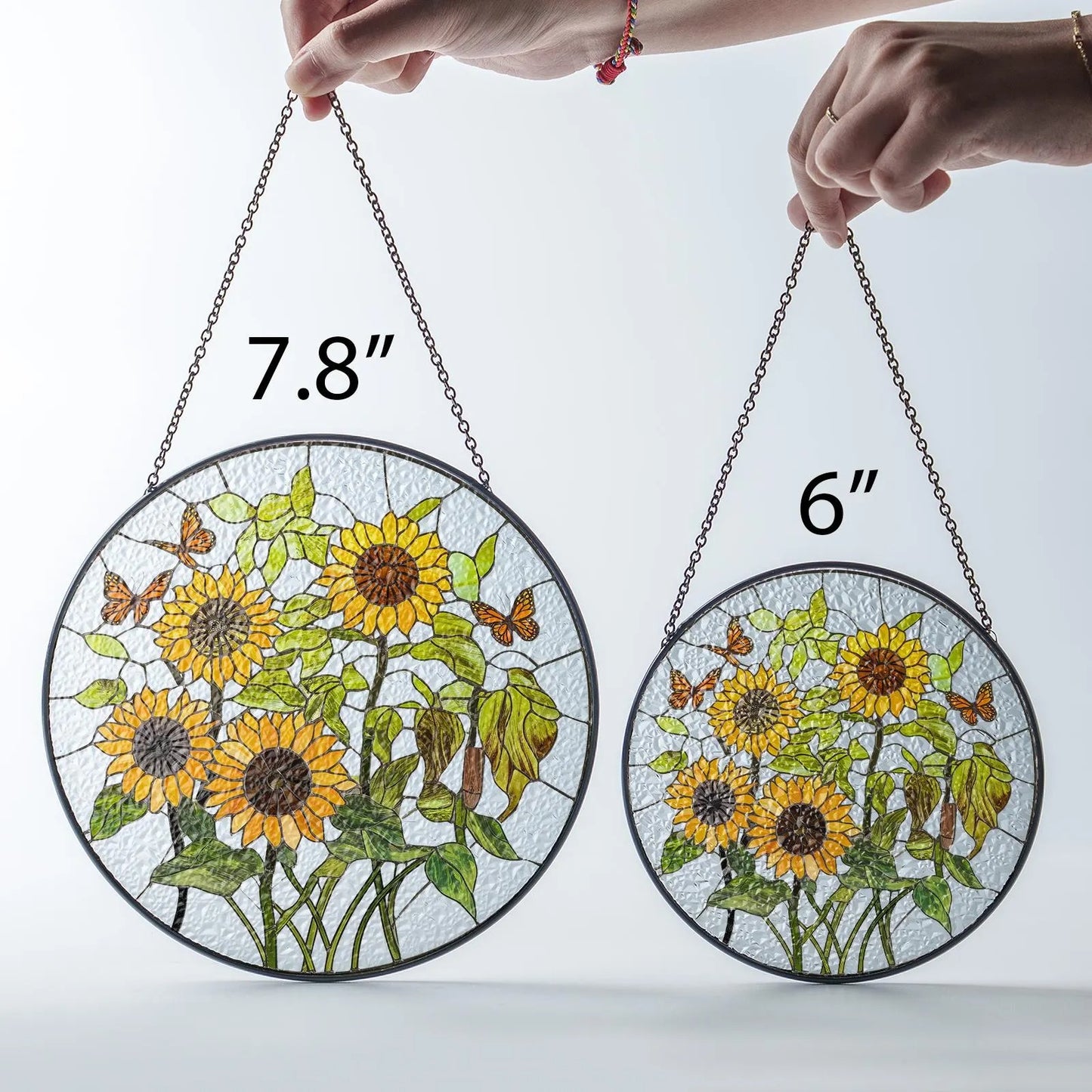 Netecom Monarch Butterfly Stained Glass Suncatcher – Butterfly Window Hanging, Sun Room Decor, Moth Lover Gift, Flower Sun Catcher for Home Decoration