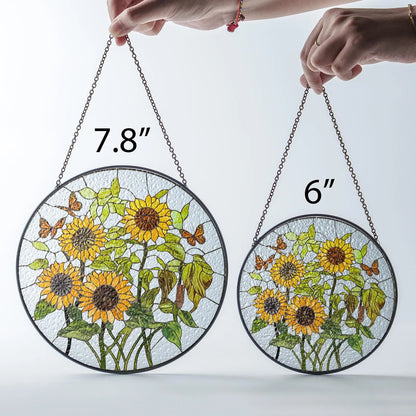 Netecom Monarch Butterfly Stained Glass Suncatcher – Butterfly Window Hanging, Sun Room Decor, Moth Lover Gift, Flower Sun Catcher for Home Decoration