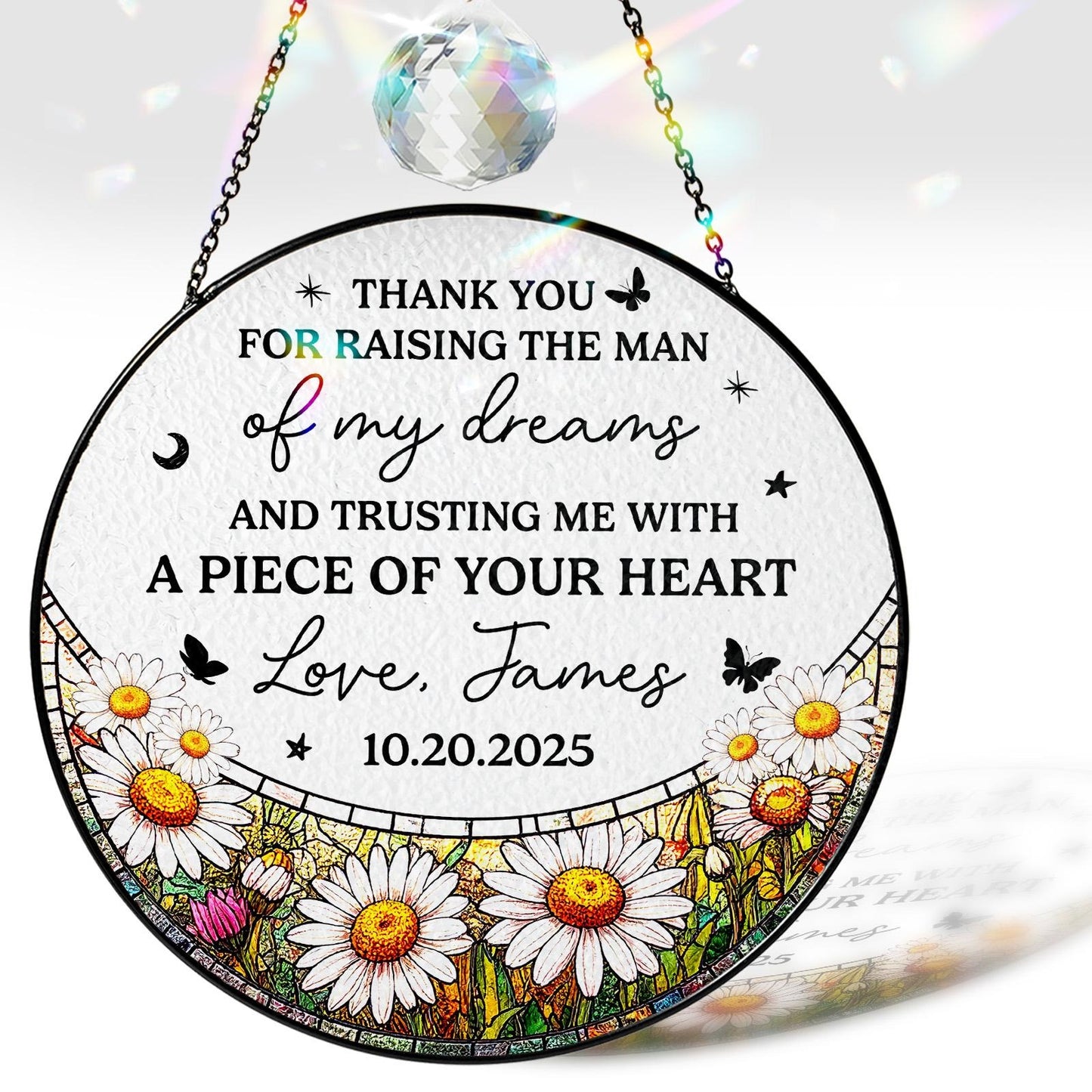 Netecom Personalized Mother-in-law Stained Glass Suncatcher – Wedding Gift from Bride, Thank You for Raising the Man, Wedding Keepsake