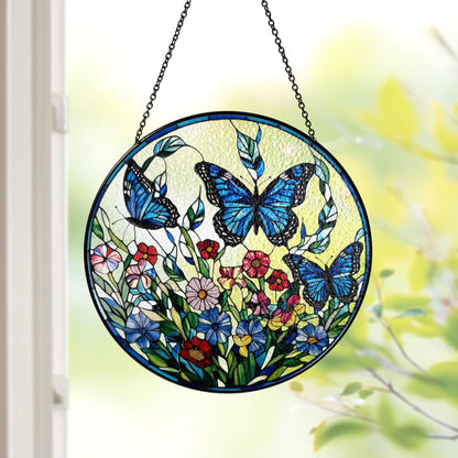 Netecom Lavender Monarch Butterfly Stained Glass Suncatcher – Butterfly Window Hanging, Beautiful Decor for Nature Lovers, Perfect Gift for Butterfly Enthusiasts