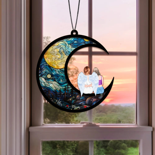 Netecom Memorial Suncatcher – Personalized Family Keepsake, Loss of Dad Mom Sympathy Gift, Custom Remembrance