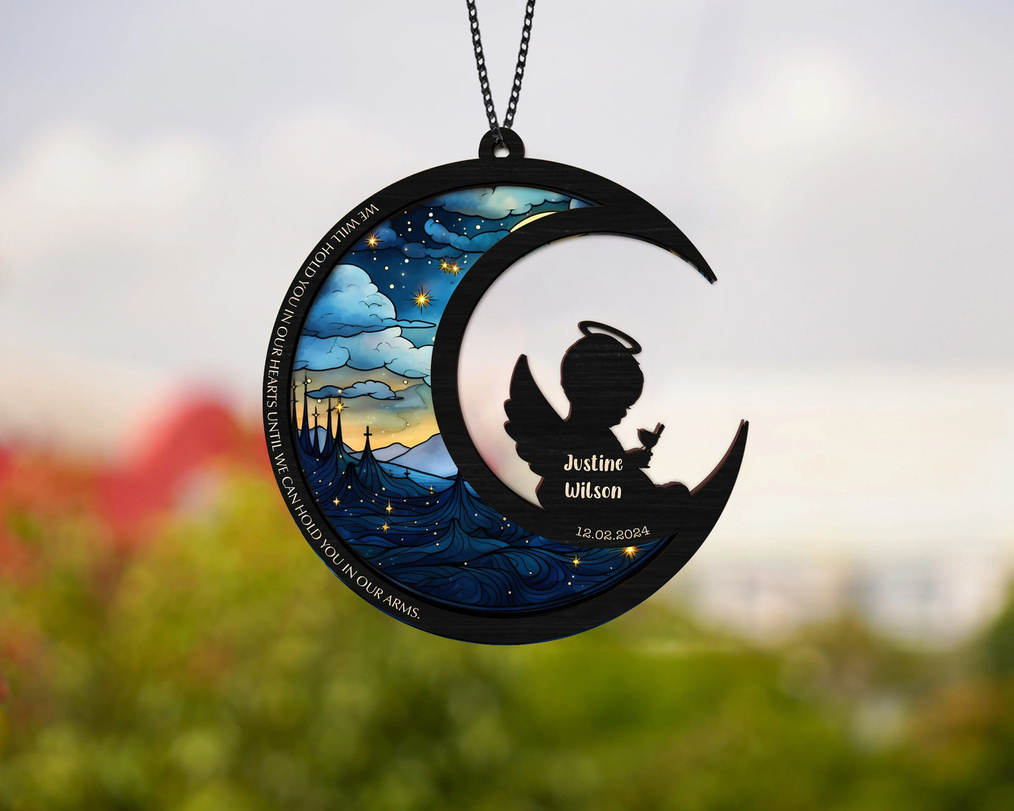 Netecom Personalized Infant Loss Memorial Suncatcher – Baby Girl Remembrance Ornament, Angel Baby Keepsake