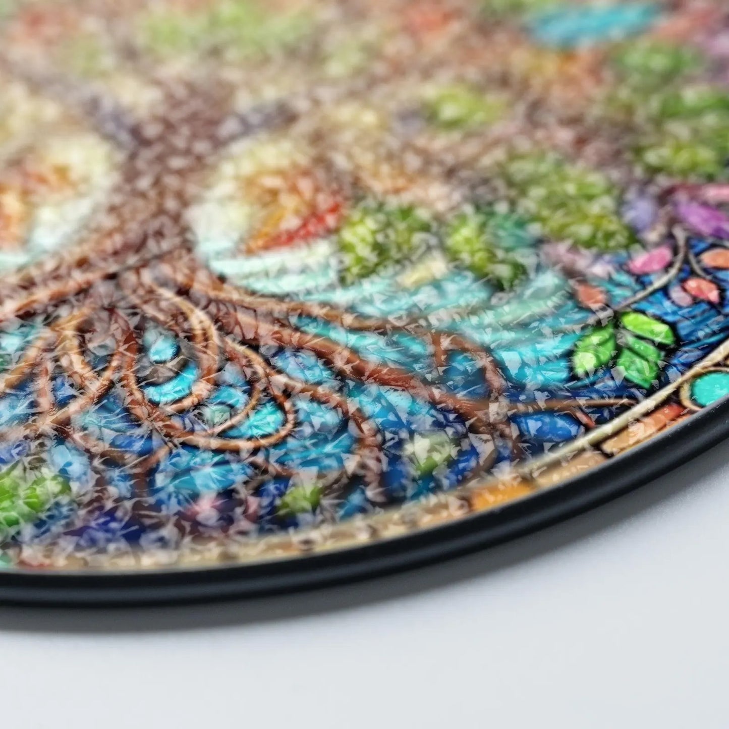 Netecom Tree of Life Stained Glass Suncatcher – Handmade Wildlife Art, Memorial Remembrance Gift, Unique Glass Wall Decor