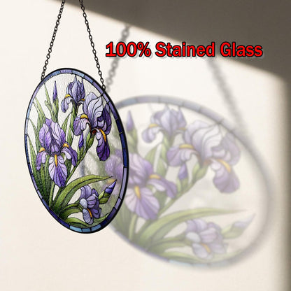 Netecom Aster Stained Glass Suncatcher – September Birth Flower Window Hanging, Purple Floral Sun Catcher Gift for Mom, Personalized Birth Month Gift for Her Mom