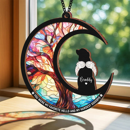 Netecom Labrador Retriever Dog Memorial Suncatcher Gift – Personalized Pet Loss Ornament, Bereavement Keychain & Sympathy Card Remembrance Set