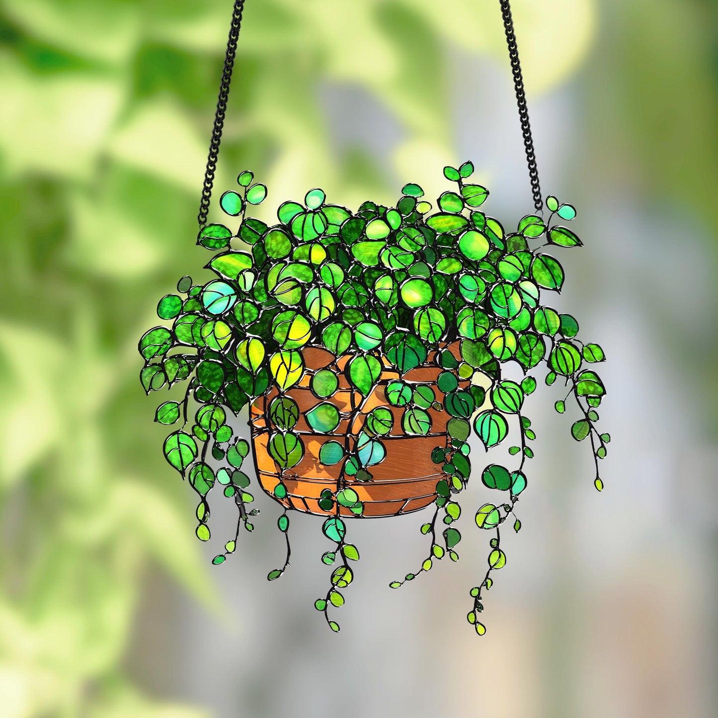 Netecom String of Turtles Acrylic Suncatcher – Faux Stained Glass Window Hanging Decor for Plant Lovers, Botanical Home Art, Garden Decor