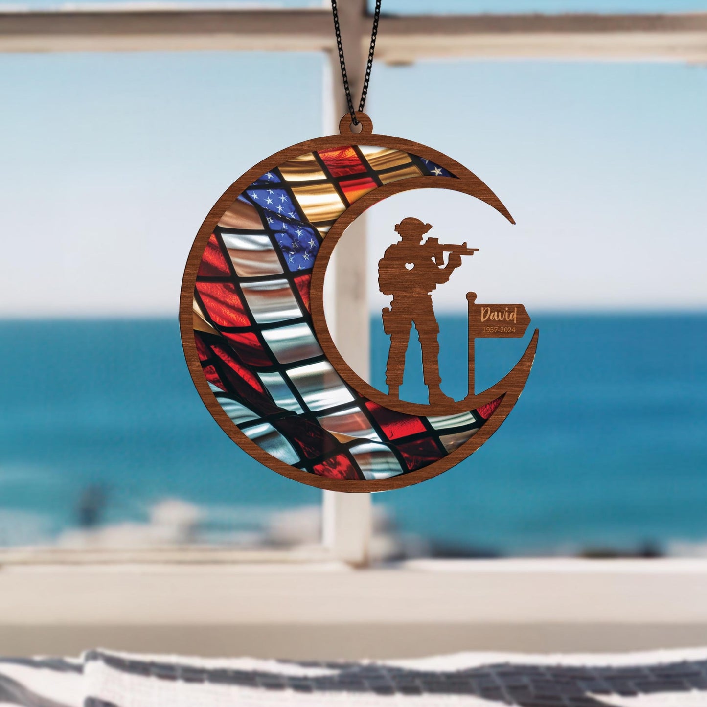 Netecom Personalized Military Memorial Suncatcher – Veteran Remembrance Gift, Loss of Dad Grandpa, Veteran’s Day Tribute