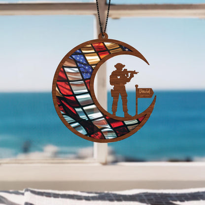 Netecom Personalized Military Memorial Suncatcher – Veteran Remembrance Gift, Loss of Dad Grandpa, Veteran’s Day Tribute