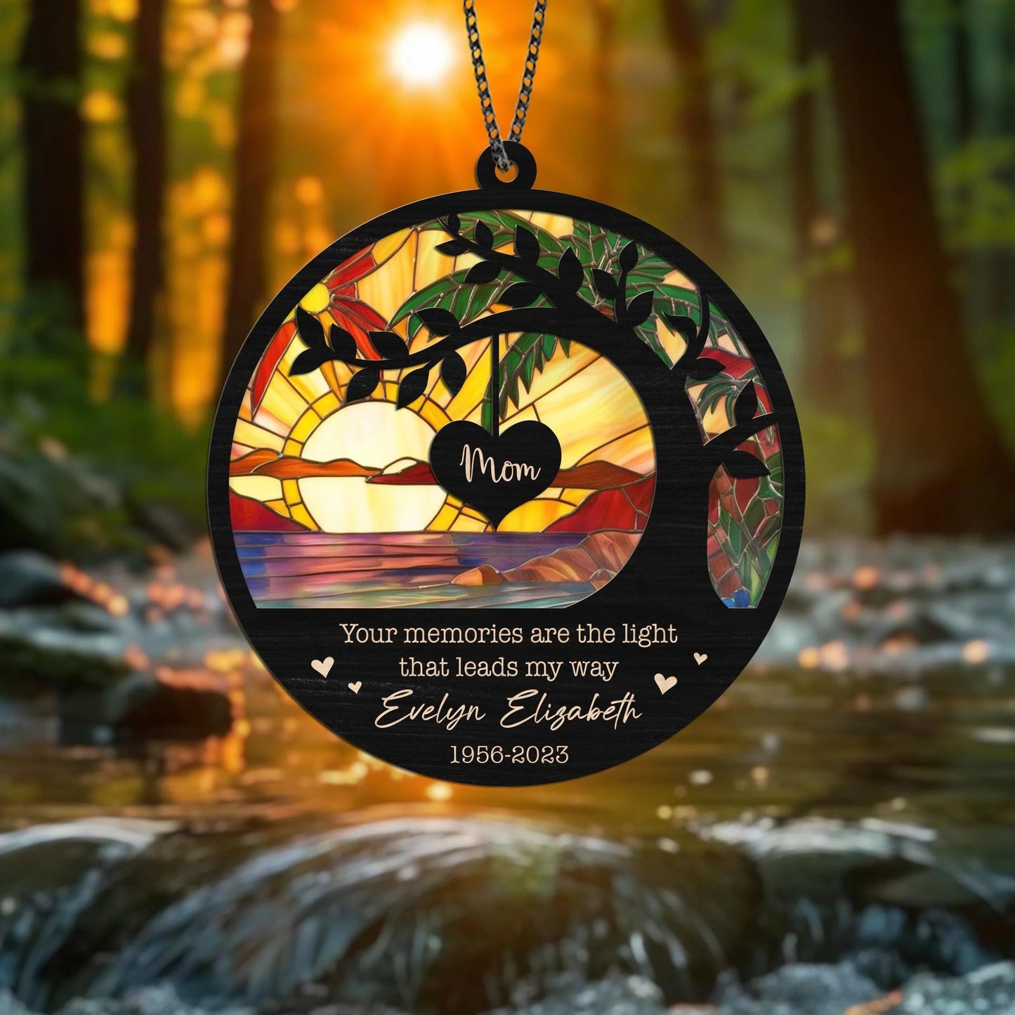 Netecom Mom Memorial Suncatcher – Personalized Loss of Mother Sympathy Gift, In Loving Memory Window Hanging, Mother in Heaven Remembrance Keepsake