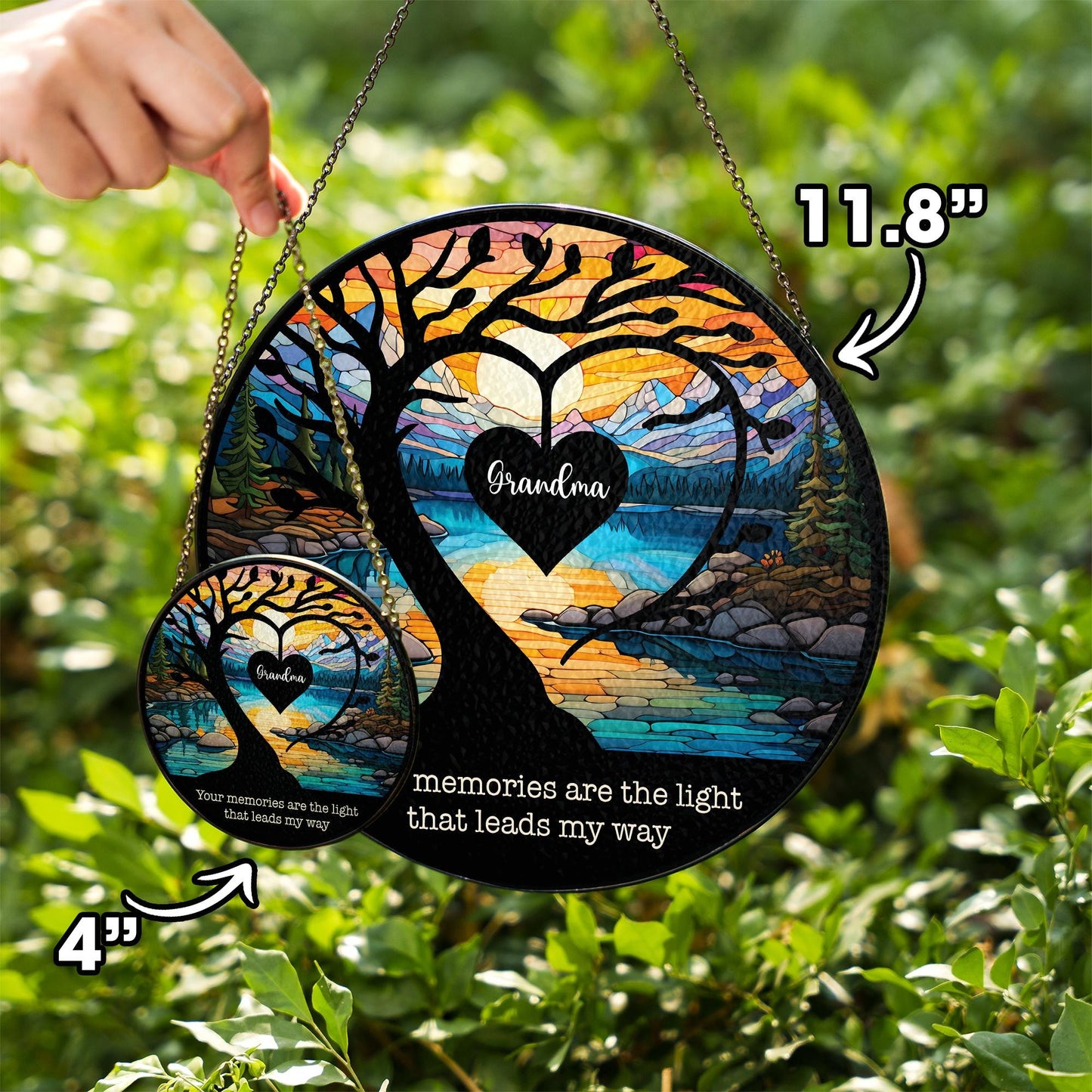 Netecom Personalized Memorial Lightcatcher – Stained Glass Window Hanging for Loss of Dad, Sympathy Gift, Father in Heaven Remembrance Suncatcher