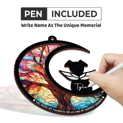 Netecom Dog Memorial Suncatcher Gift Set – Pet Loss Ornament, DIY Sympathy Card and Keychain, You Were My Favorite Hello Dog Mom Remembrance